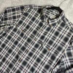 Carhartt Shirt Mens L  Black Plaid Button Down Relaxed‎ Fit Long Sleeve 2 Pocket